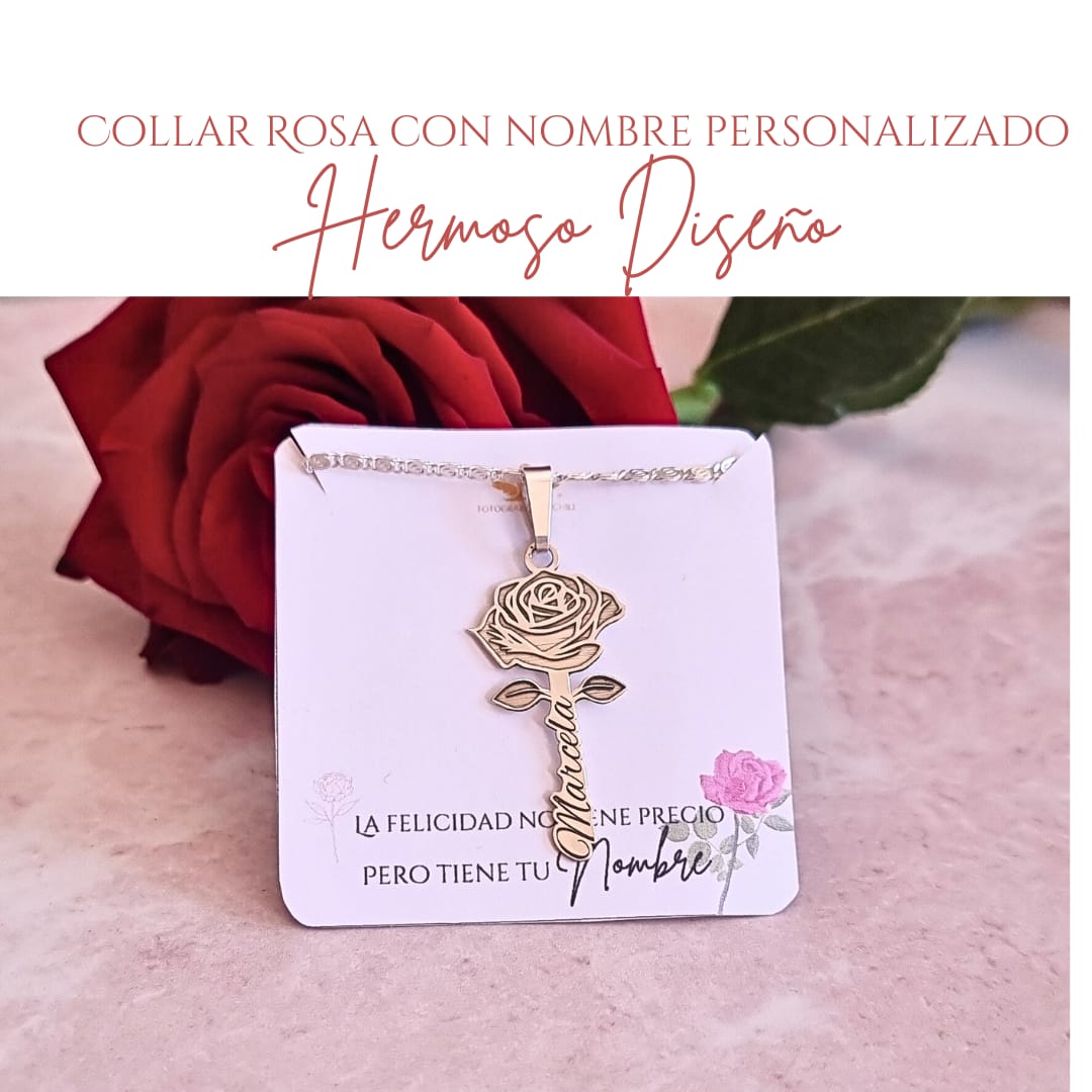 Collar Rosa Personalizado en plata 950