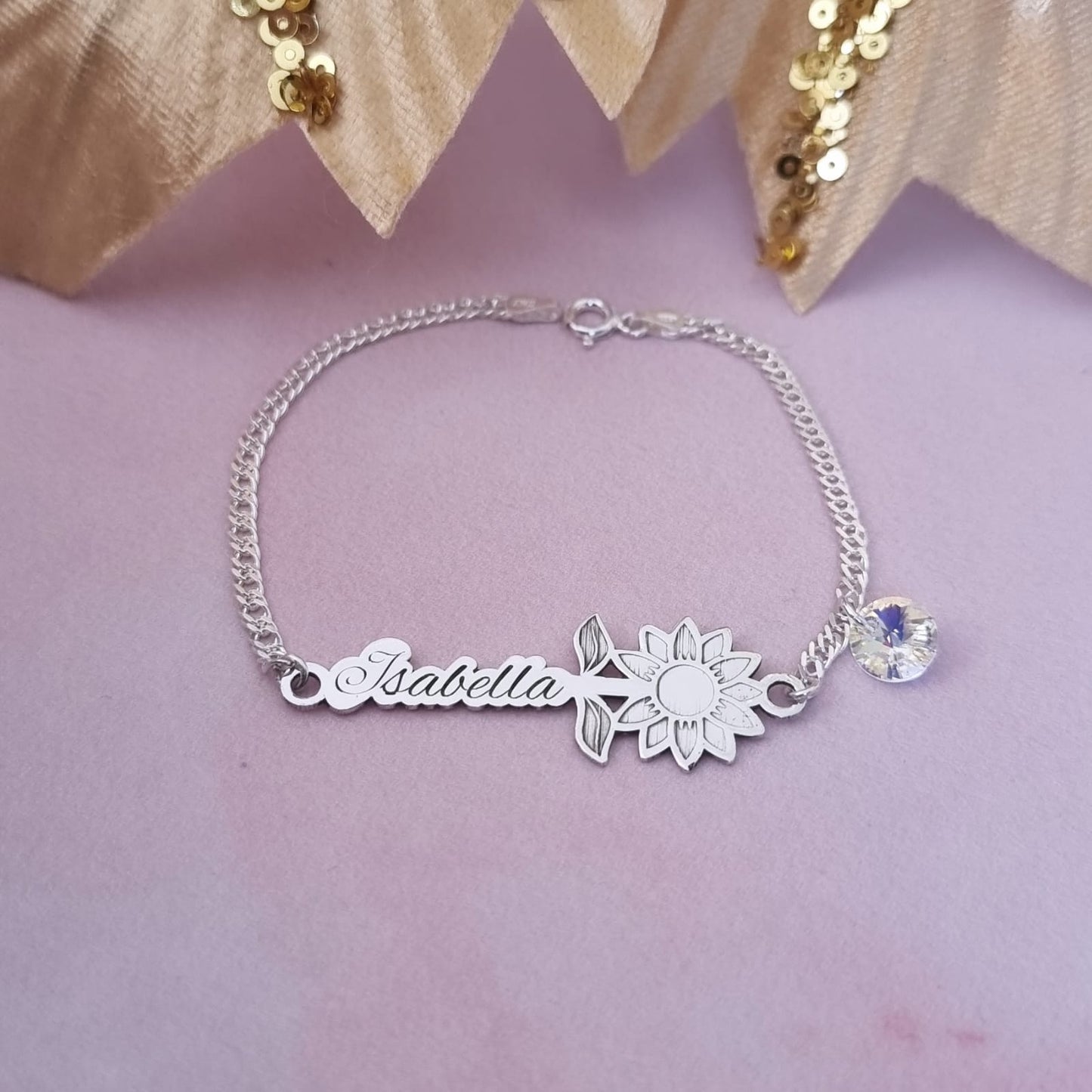 Pulsera Personalizada Girasol plata 950