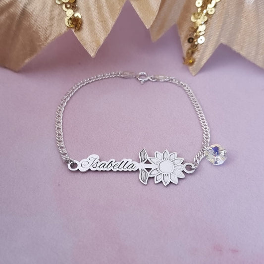 Pulsera Personalizada Girasol plata 950