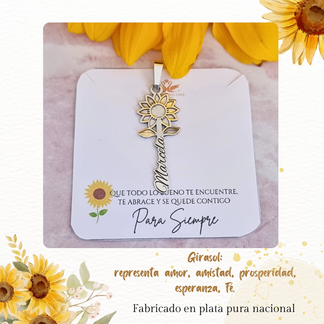 Colgante Girasol personalizado en plata 950