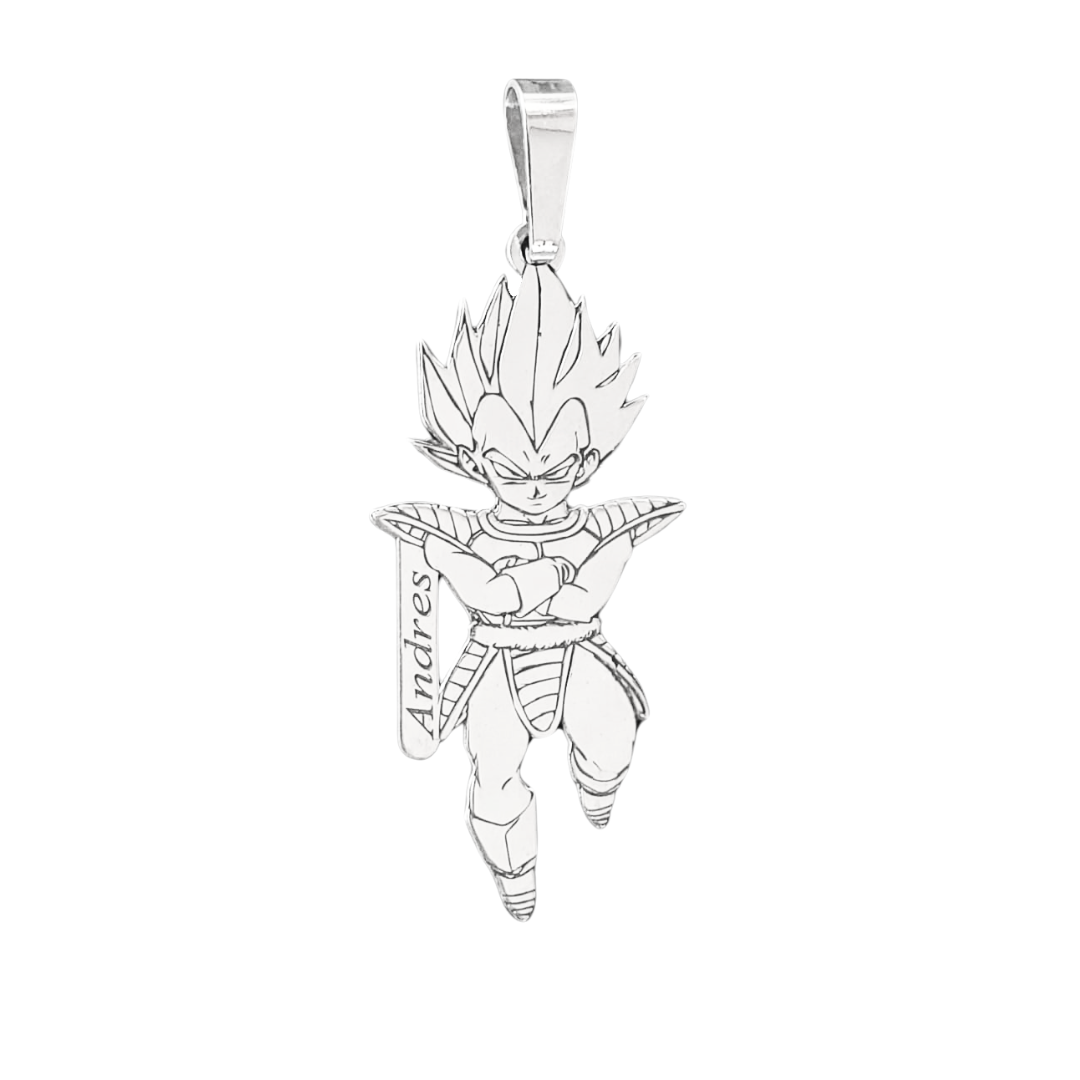 Colgante Vegeta con nombre personalizado plata nacional