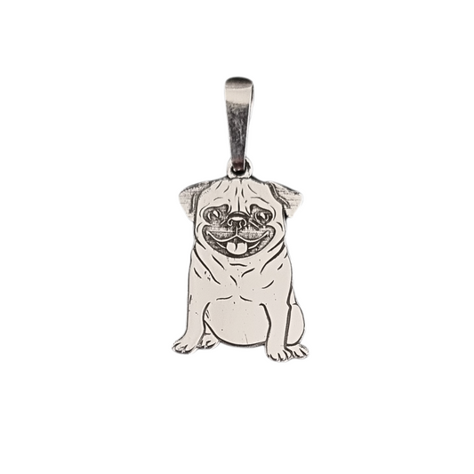 Colgante Pug sin cadena plata pura