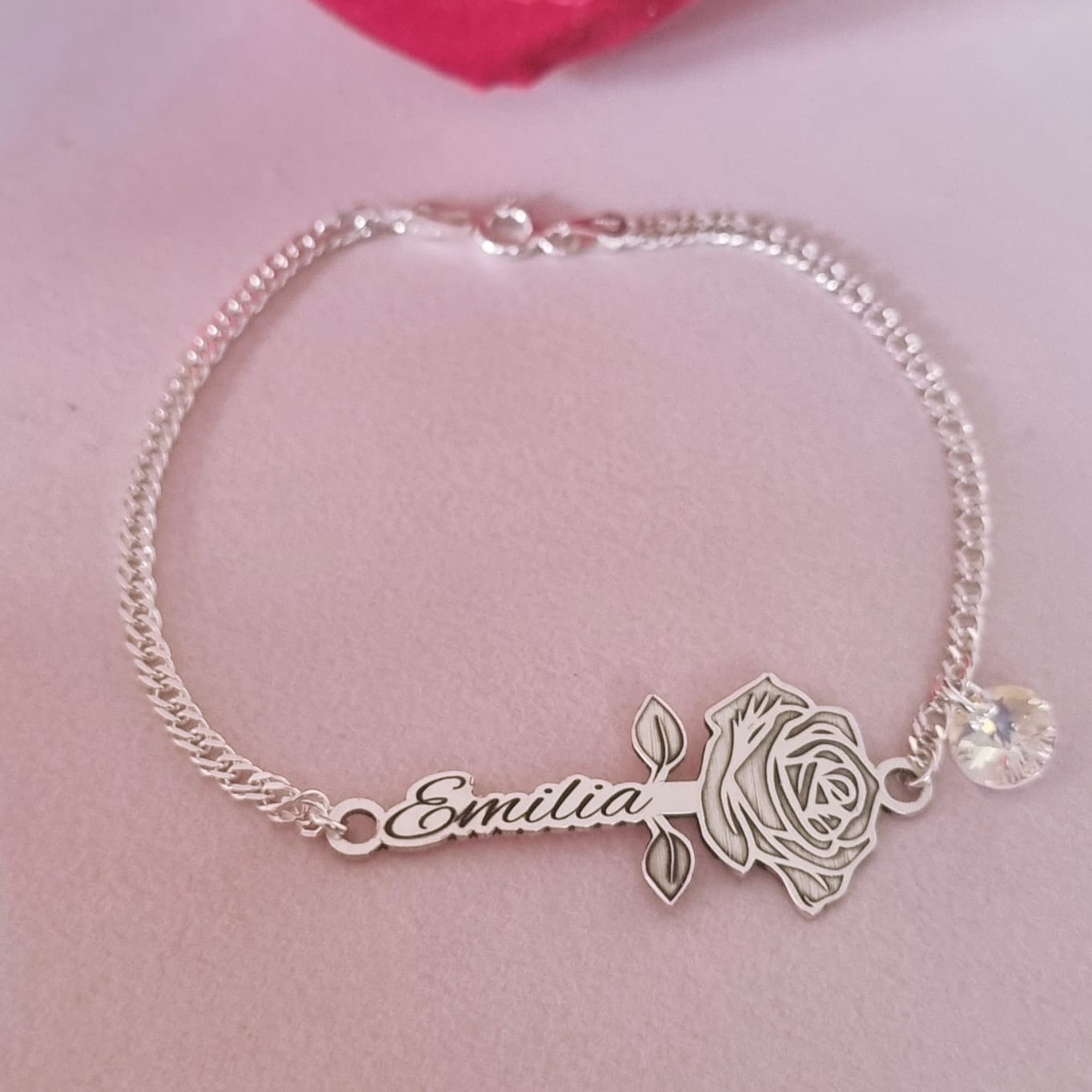 Pulsera ROSA personalizada en plata 950