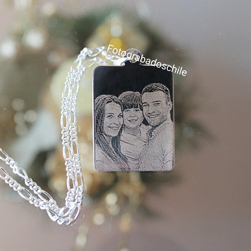 Photoetched large rectangular plate 1 to 6 faces + chain 60cm